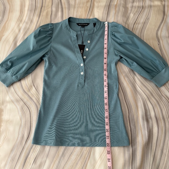 NEW! Veronica Beard Coralee Puff Sleeve Top Sea Glass Blue Size XS - $198 - Picture 11 of 14